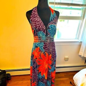 Full-length halter dress,